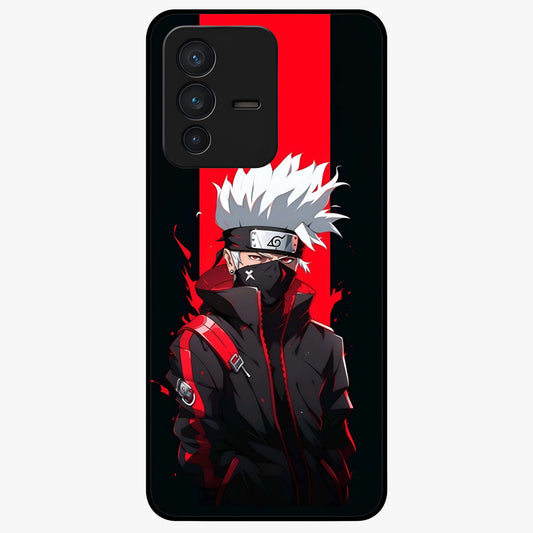 Kakashi Scarlet Shadow Glass Case showing flat back view with powerful anime ninja artwork and glossy glass finish.