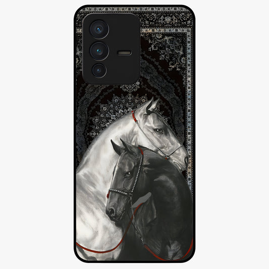 Majestic Ride Legacy Glass Case showing flat back view with powerful automotive inspired artwork and glossy glass finish.