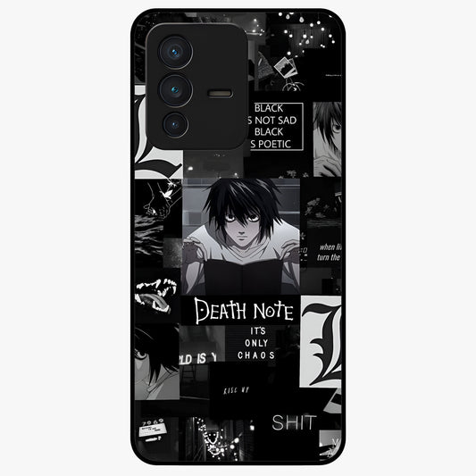 Midnight Chaos Mind Glass Case showing flat back view with abstract dark themed artwork and glossy glass finish.
