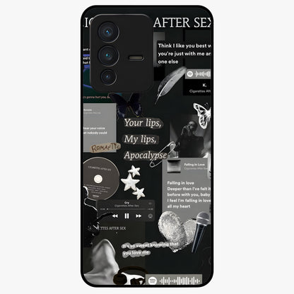 Midnight Love Echo Glass Case showing flat back view with romantic midnight themed artwork and glossy glass finish.
