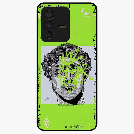 Neo Graffiti Rebellion Glass Case showing flat back view with vibrant graffiti artwork and glossy glass finish.