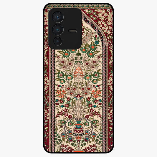 Persian Inspired Glass Case showing flat back view with ornate Persian style pattern artwork and glossy glass finish.