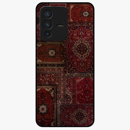 Persian Velvet Tale Glass Case showing flat back view with luxurious Persian velvet pattern artwork and glossy glass finish.