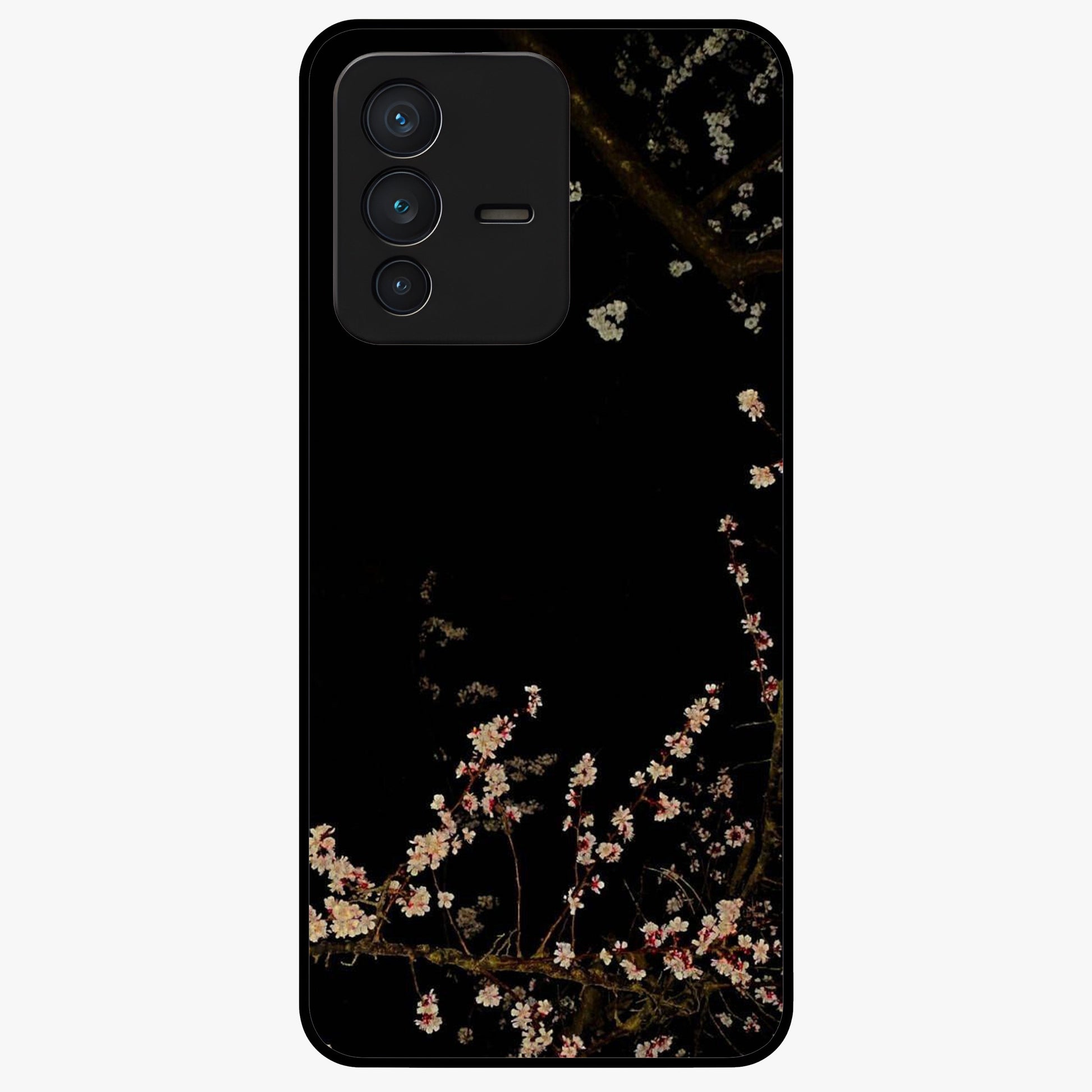 Petal Moon Light With Custom Name Glass Case showing flat back view with floral moonlight artwork and personalized name design.