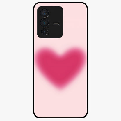 Pink Aura Heart Glass Case showing flat back view with glowing heart artwork and glossy glass finish.
