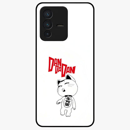 Playful Spirit Charm Glass Case showing flat back view with cheerful charm themed artwork and glossy glass finish.