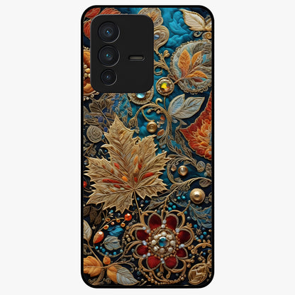 Royal Jewel Garden Glass Case showing flat back view with decorative floral garden artwork and glossy glass finish.