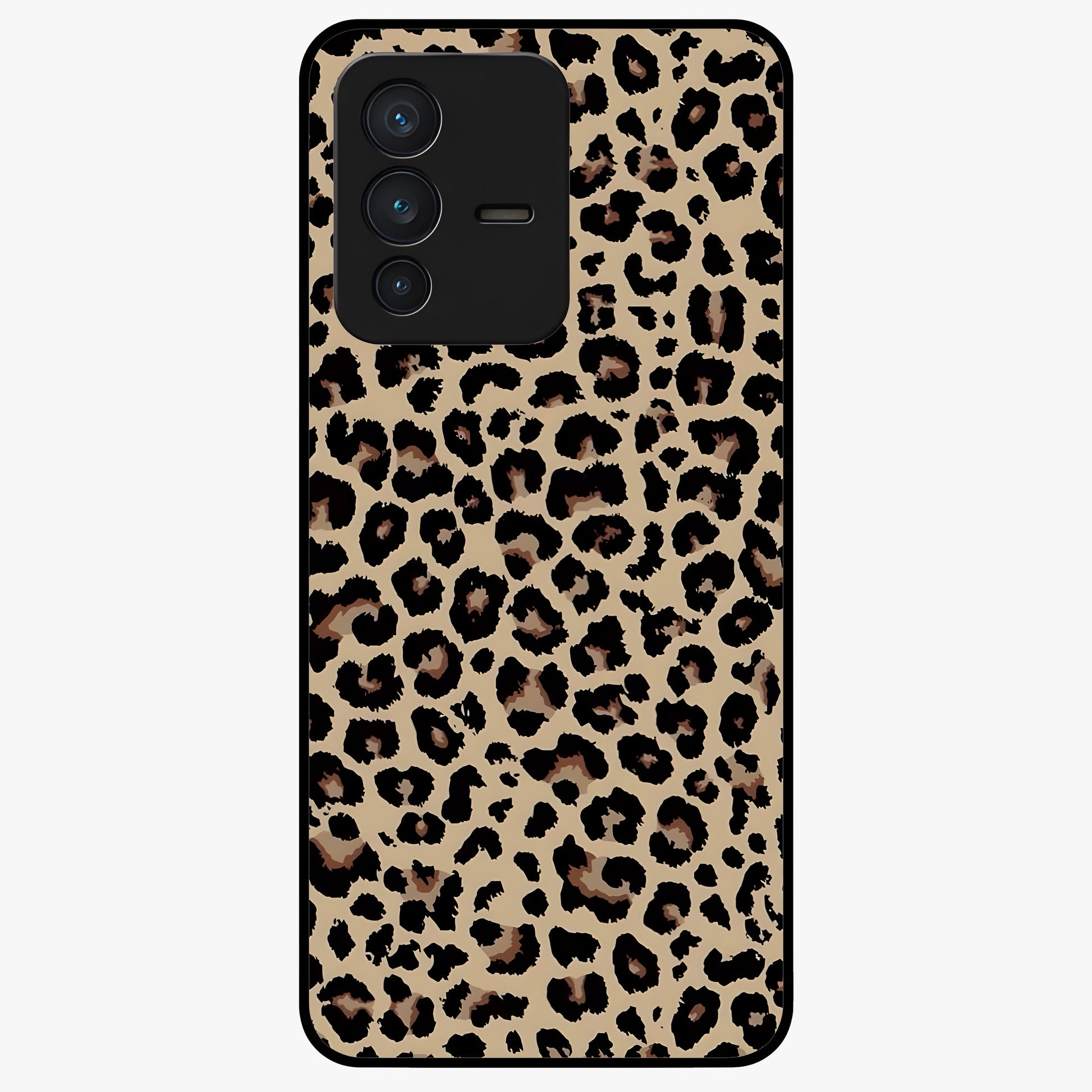 Savage Chic Pattern Glass Case showing flat back view with stylish patterned artwork and glossy glass finish.