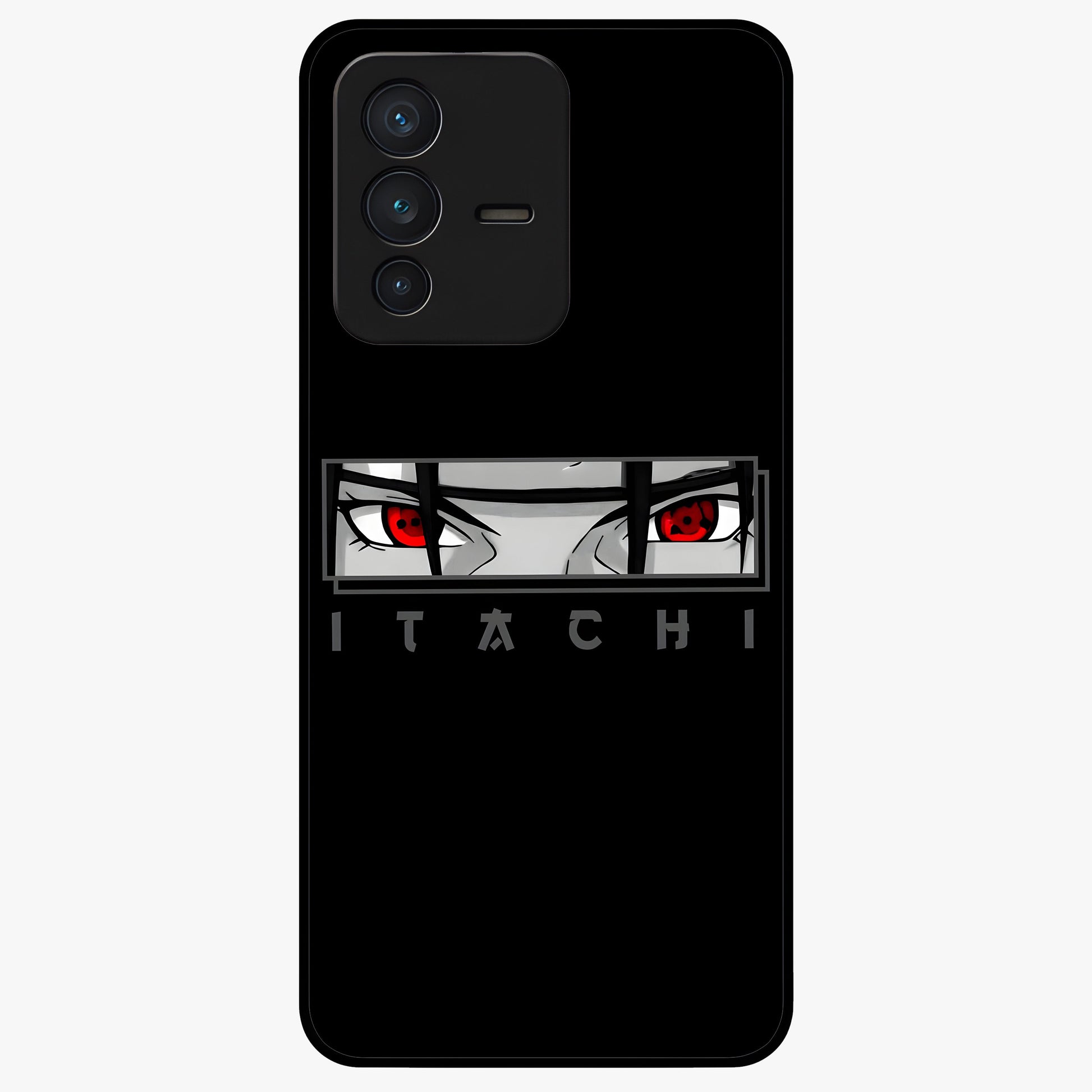 Scarlet Gaze Dominance Glass Case showing flat back view with striking red themed artwork and glossy glass finish.