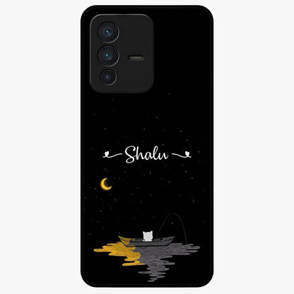 Silent Night Row Glass Case showing flat back view with calm night themed artwork and glossy glass finish.