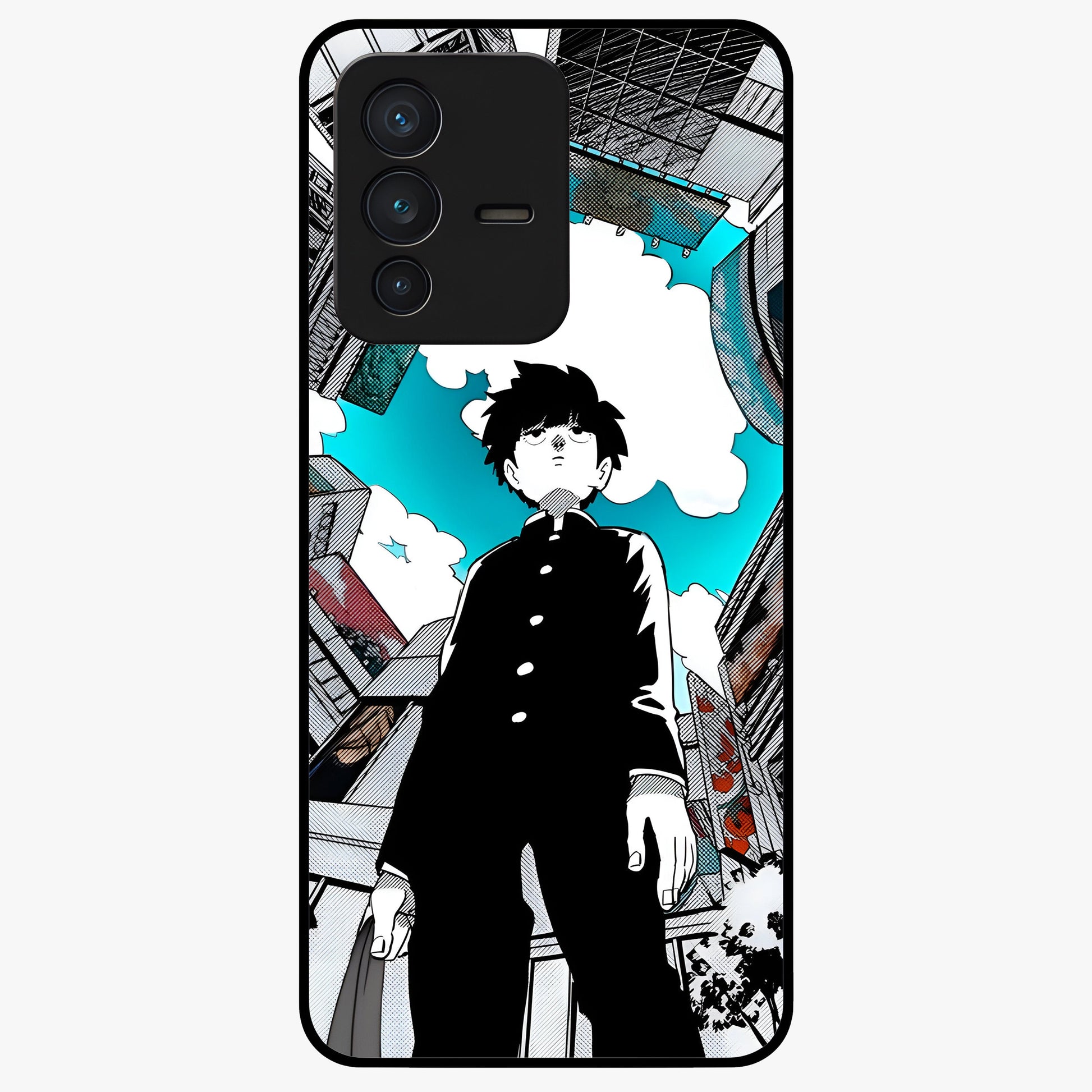 Silent Psychic Awakening Glass Case showing flat back view with mystical psychic themed artwork and glossy glass finish.