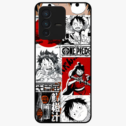 Strawhat Chaos Panels Glass Case showing flat back view with anime inspired chaos panel artwork and glossy glass finish.