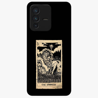 The Empress Glass Case showing flat back view with regal feminine artwork and glossy glass finish.