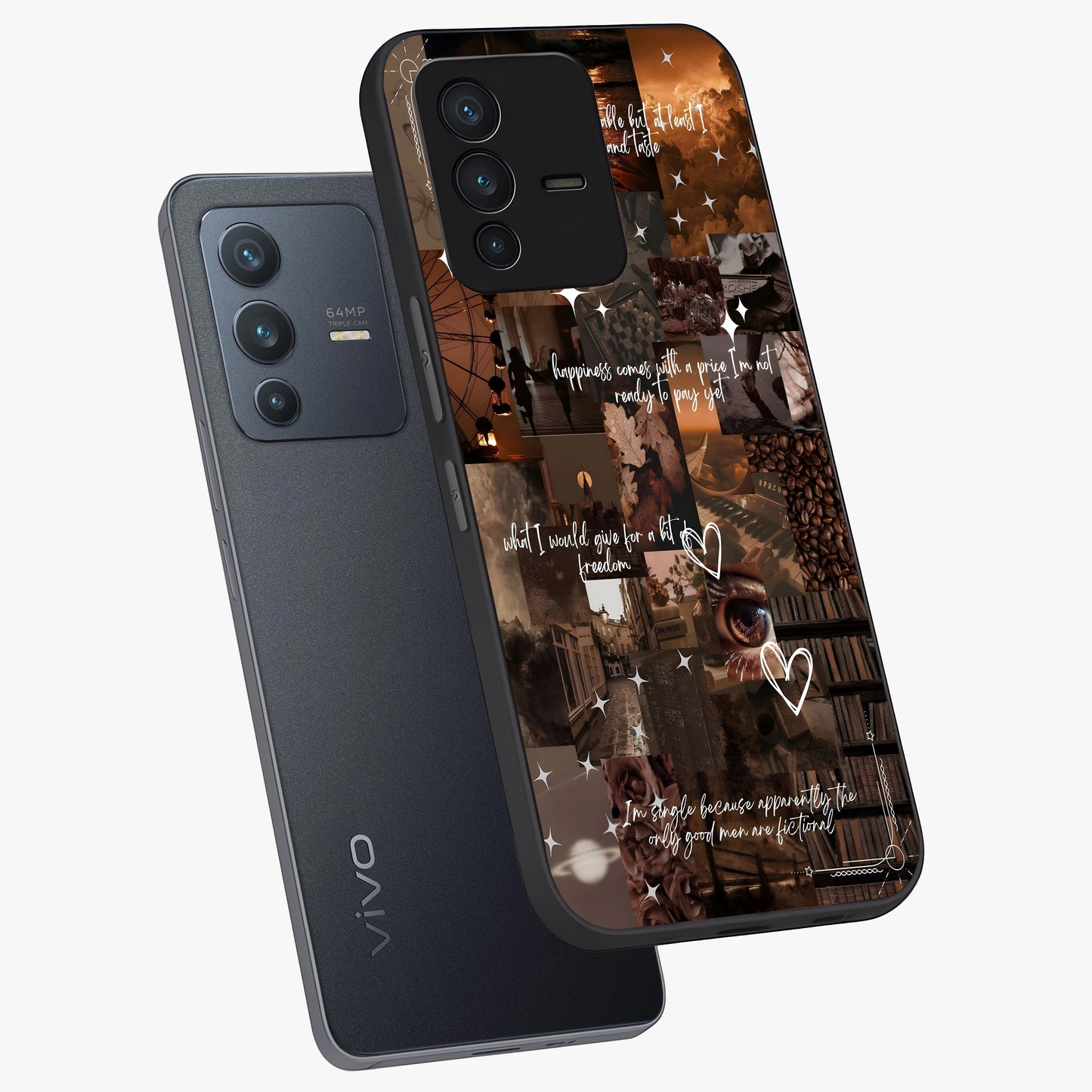 Bittersweet Aesthetic Chaos Glass Case displayed in angled mockup highlighting expressive abstract artwork and edgy aesthetic theme.