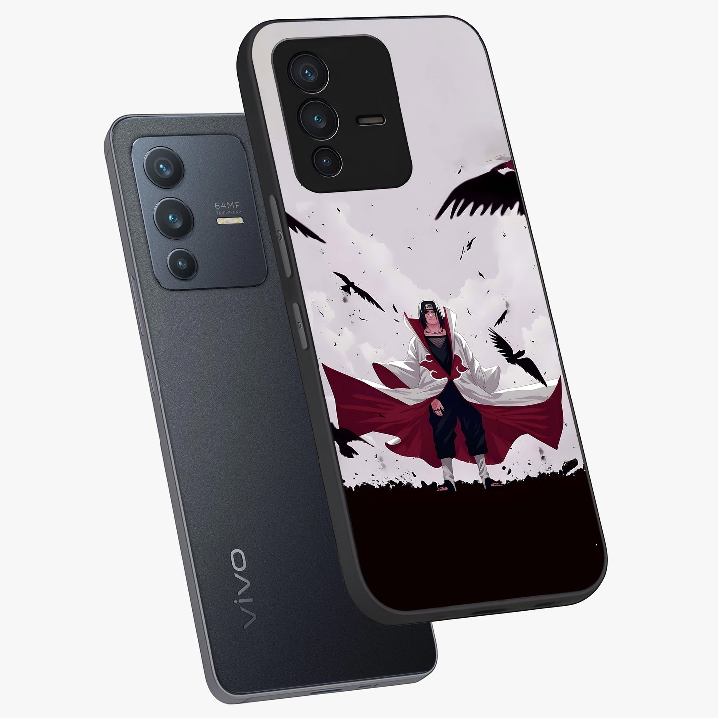 Crimson Crow Ascension Glass Case displayed in angled mockup highlighting powerful crow illustration with dark crimson aesthetic.
