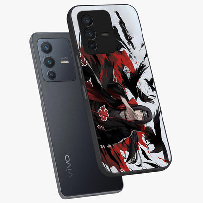 Crimson Crow Illusion Glass Case displayed in angled mockup highlighting mysterious crow graphic with dark aesthetic style.