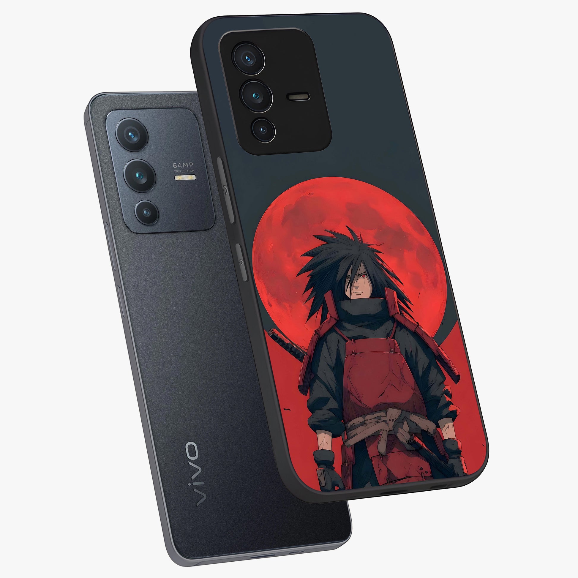 Crimson Moon Warlord Glass Case displayed in angled mockup highlighting dramatic crimson moon design with fantasy aesthetic.