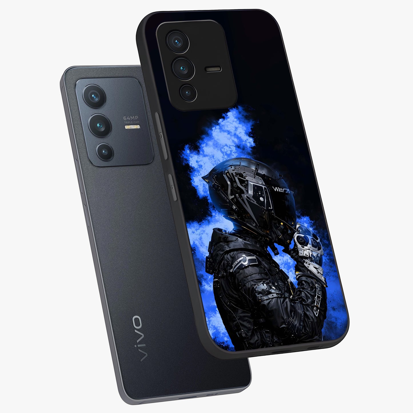 Cyber Sentinel Protocol Glass Case displayed in angled mockup highlighting digital cyber design with sci-fi aesthetic style.