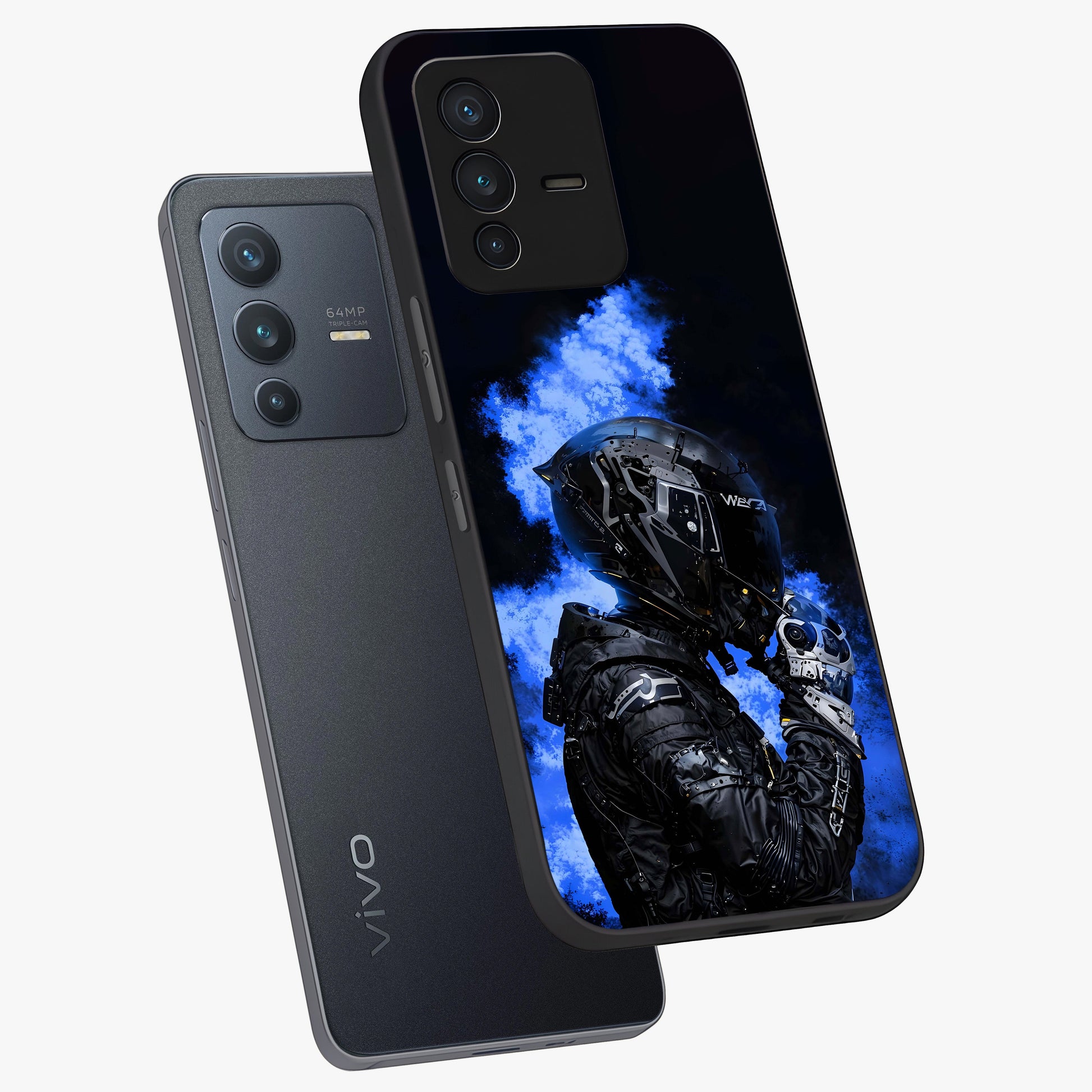 Cyber Sentinel Protocol Glass Case displayed in angled mockup highlighting digital cyber design with sci-fi aesthetic style.