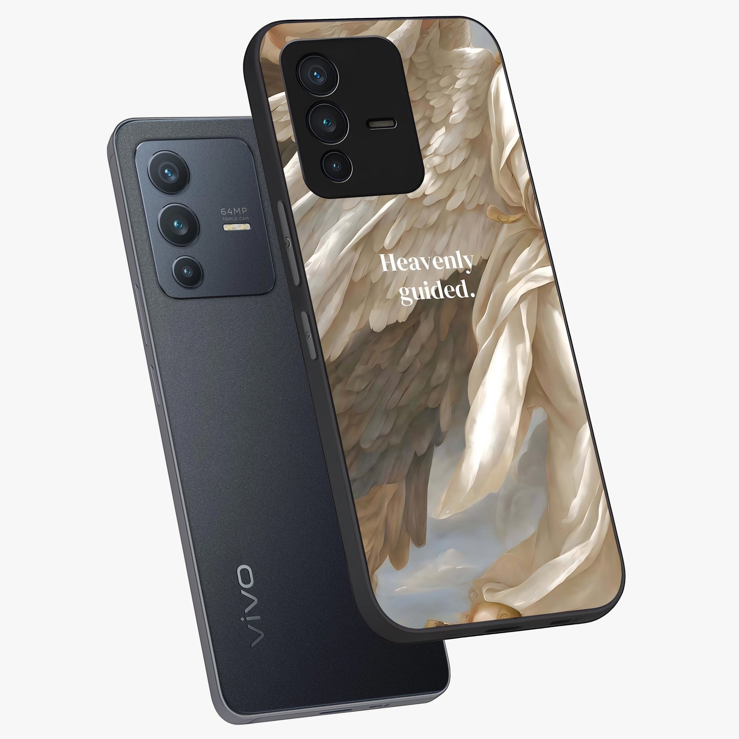 Divine Winged Grace Glass Case displayed in angled mockup highlighting graceful wing design with divine aesthetic style.