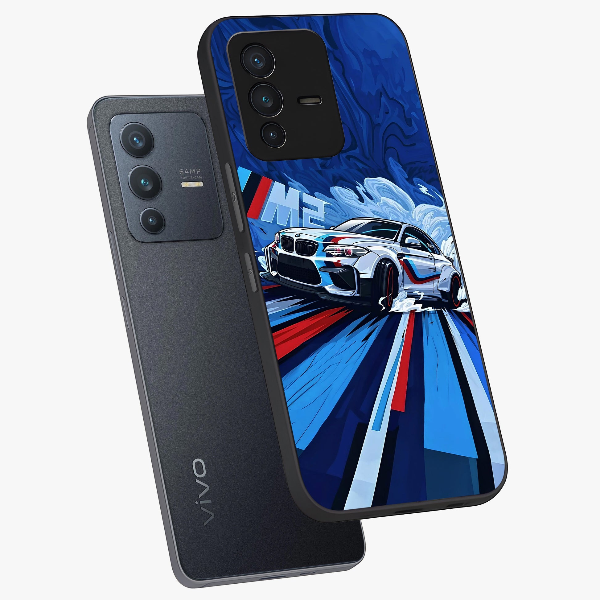 Drift Power Rush Glass Case displayed in angled mockup highlighting powerful drift car design with sporty aesthetic style.