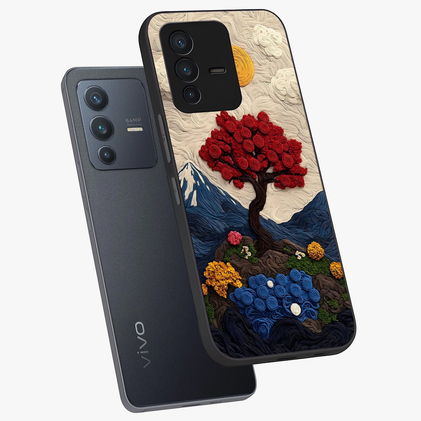 Eternal Nature Tapestry Glass Case displayed in angled mockup highlighting detailed botanical pattern with artistic aesthetic.