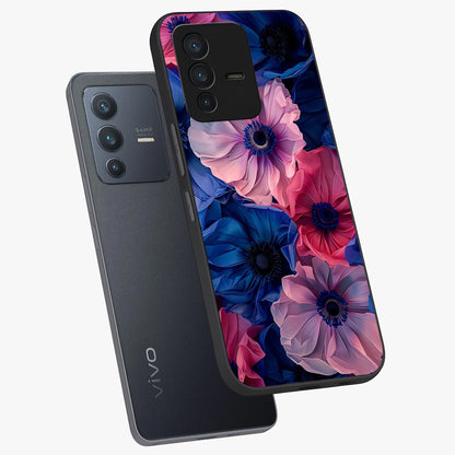 Flower Paper Art Pattern Glass Case displayed in angled mockup highlighting layered paper flower design with artistic aesthetic.