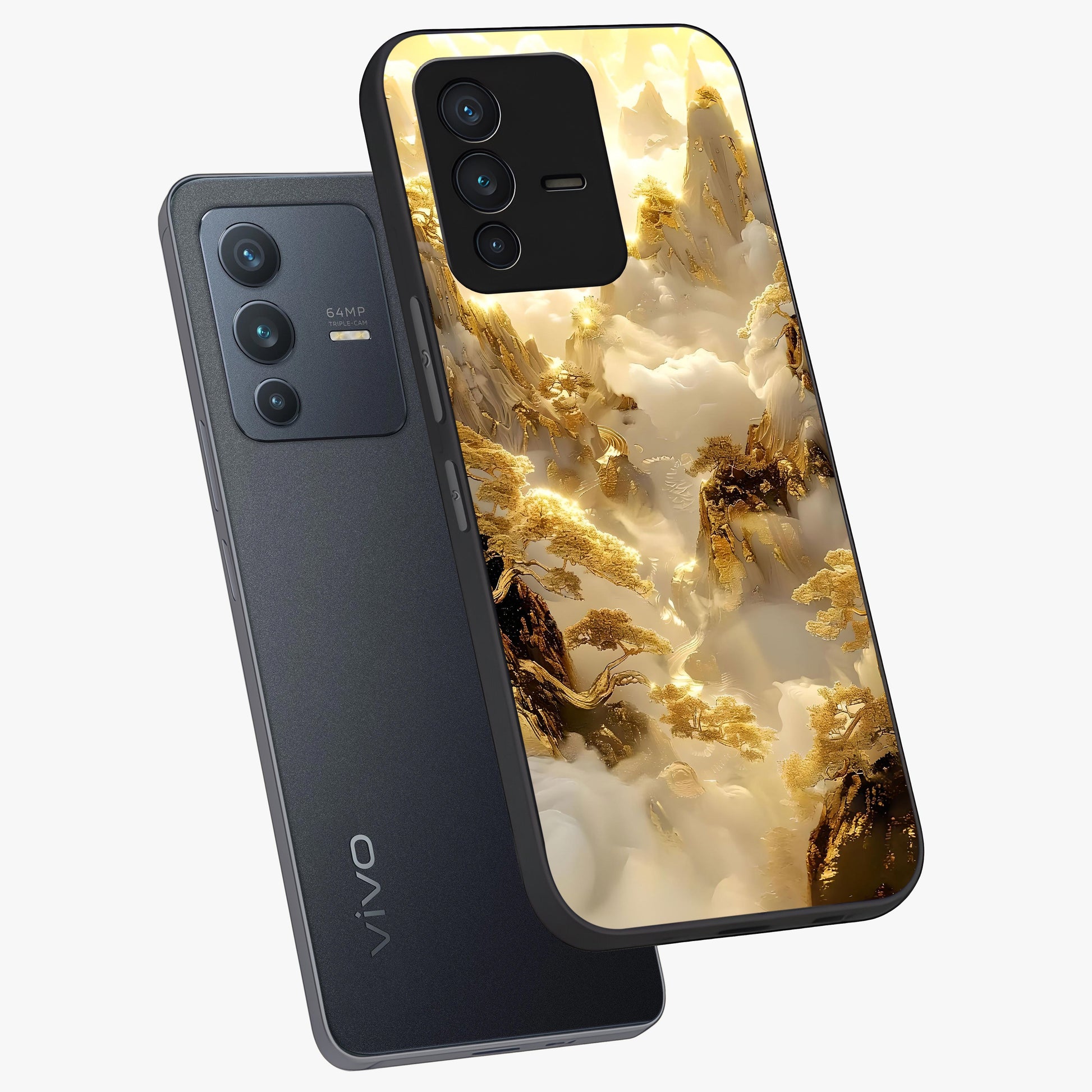 Gates Of Illumination Glass Case displayed in angled mockup highlighting radiant portal inspired design with fantasy aesthetic.