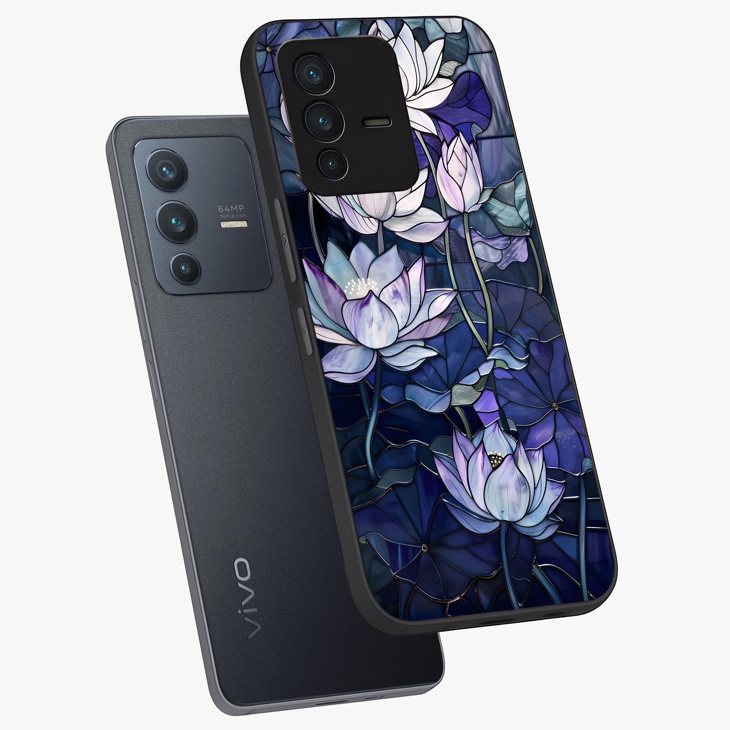 Gloss Petal Rush Glass Case displayed in angled mockup highlighting vibrant petal design with elegant floral aesthetic.