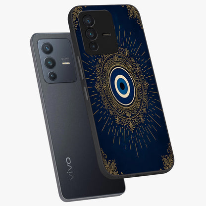 Golden Celestial Charm Glass Case displayed in angled mockup highlighting sparkling cosmic charm design with celestial aesthetic.