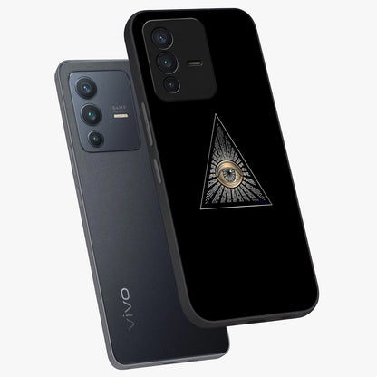 Illuminati Evil Glass Case displayed in angled mockup highlighting dark occult inspired design with bold aesthetic style.