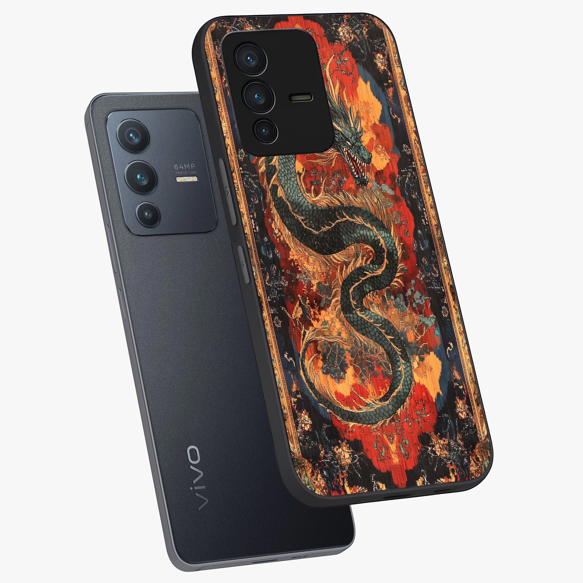 Inferno Dragon Soul Glass Case displayed in angled mockup highlighting powerful dragon illustration with inferno aesthetic.