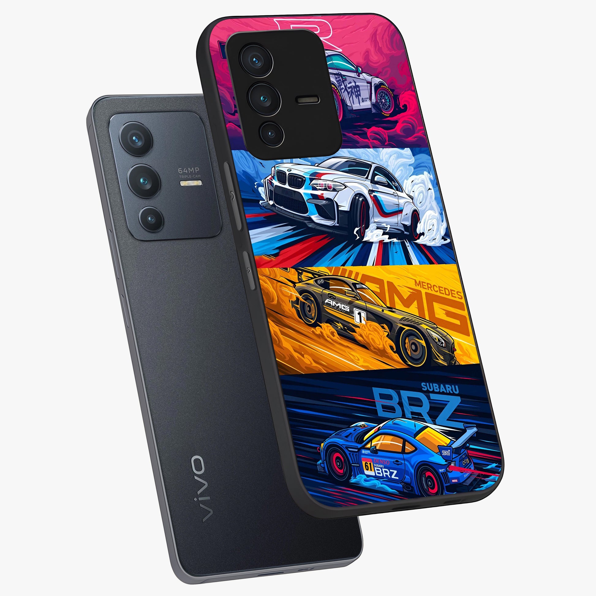 JDM Sports Car Glass Case displayed in angled mockup highlighting sleek Japanese racing car design with automotive aesthetic.