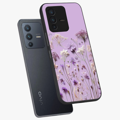 Lavender Blossom Dream Glass Case displayed in angled mockup highlighting dreamy lavender flower design with calming aesthetic style.