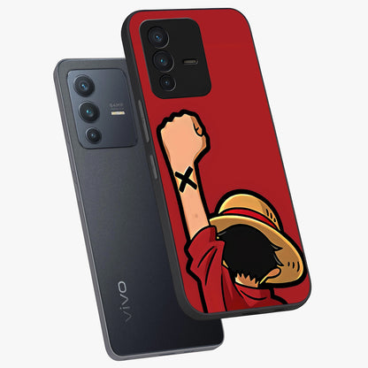 Luffy X Spirit Glass Case displayed in angled mockup highlighting powerful anime design with energetic action aesthetic.