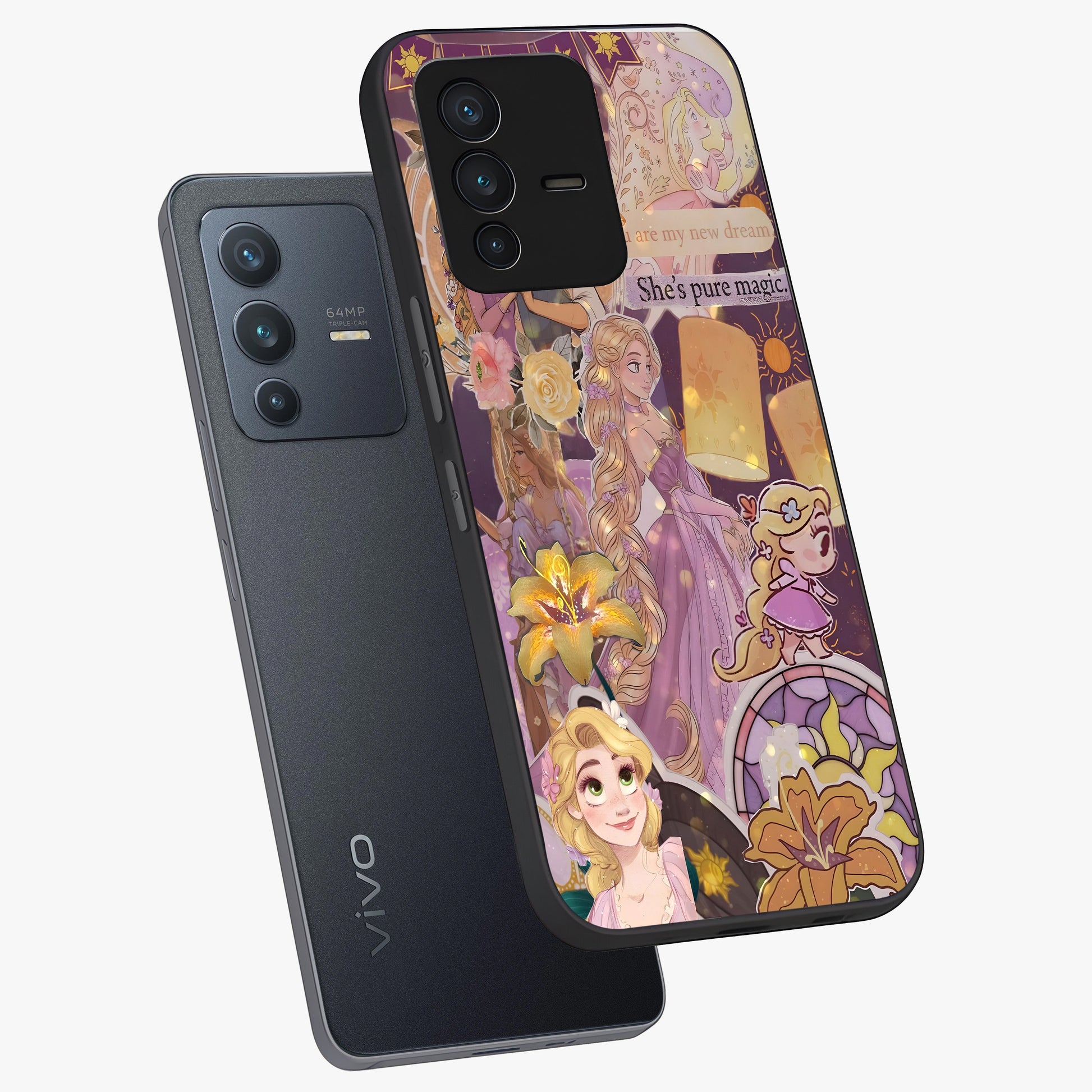 Magical Tangled Dream Glass Case displayed in angled mockup highlighting whimsical fantasy design with magical aesthetic.