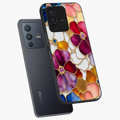 Marble Flower Pattern Glass Case displayed in angled mockup highlighting elegant marble floral design with modern aesthetic.
