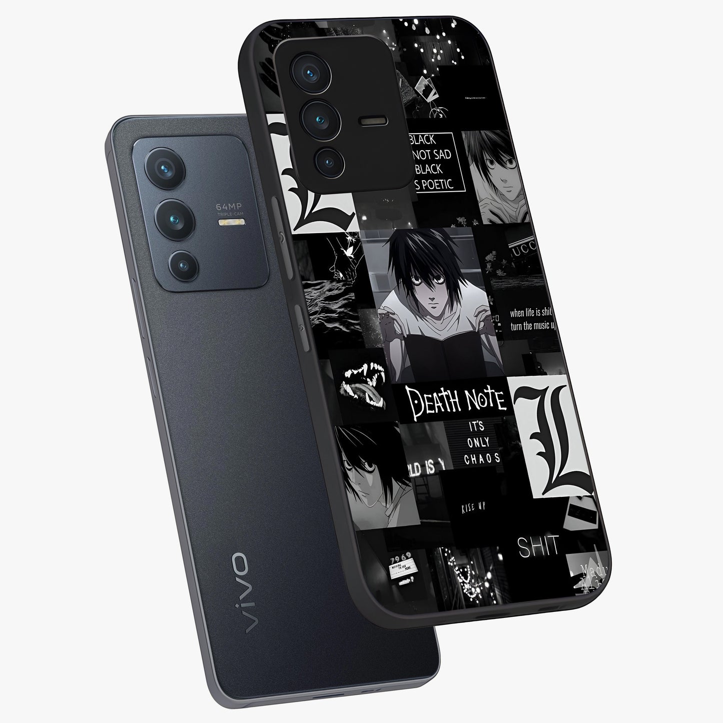 Midnight Chaos Mind Glass Case displayed in angled mockup highlighting chaotic artistic design with dramatic midnight aesthetic.