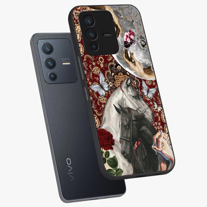 Moonlit Royal Stallion Glass Case displayed in angled mockup highlighting powerful stallion illustration with royal night aesthetic.