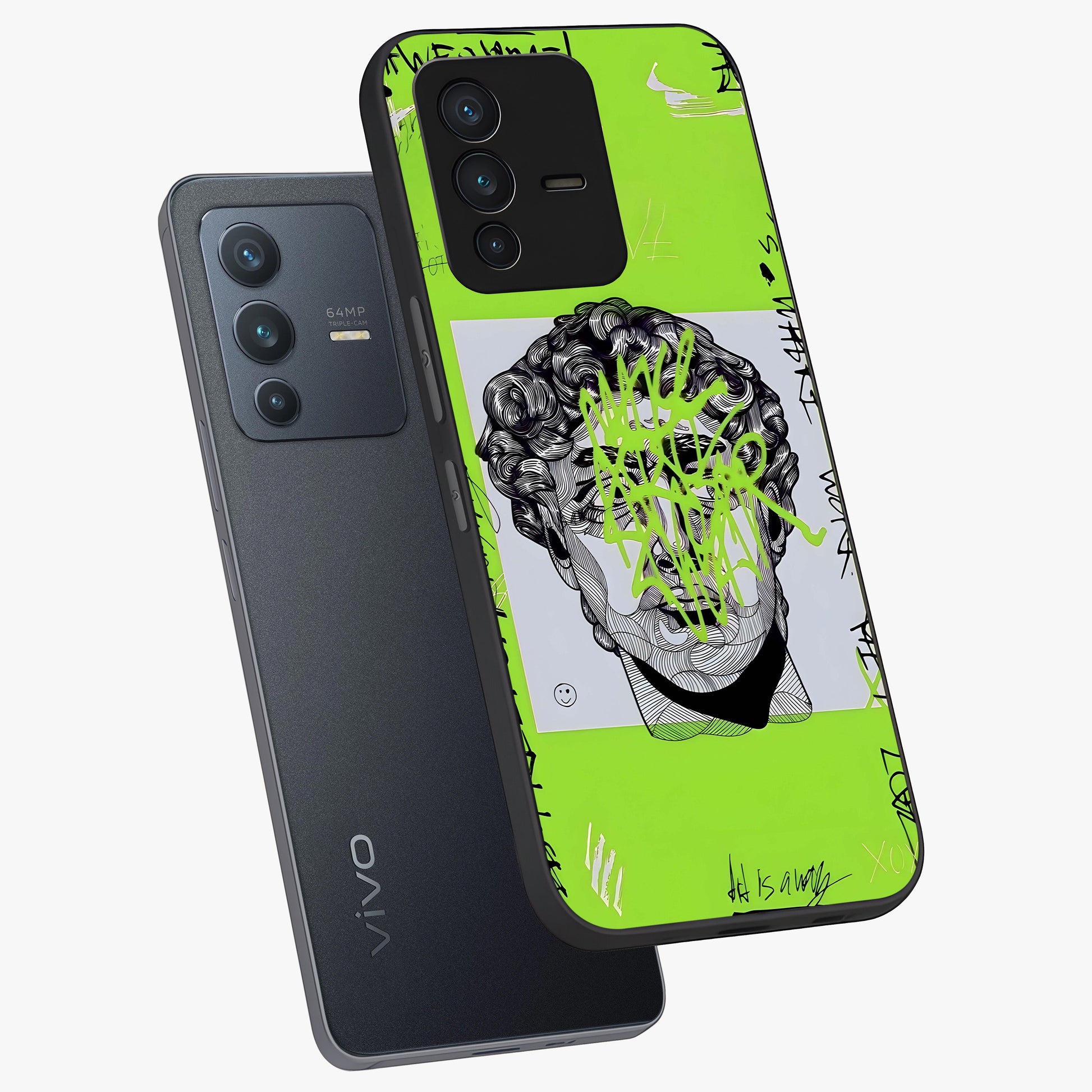Neo Graffiti Rebellion Glass Case displayed in angled mockup highlighting urban street art design with rebellious aesthetic.
