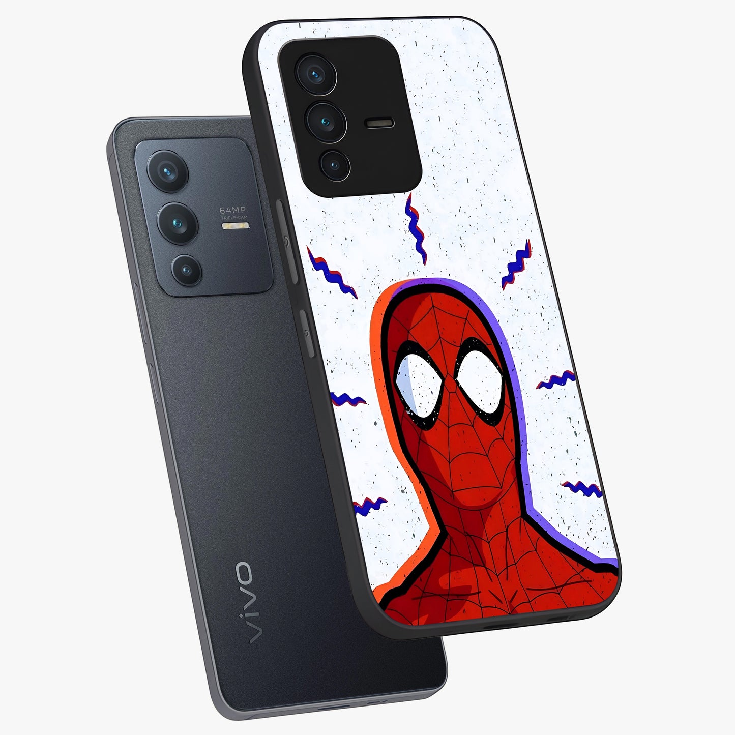 Omg Spiderman Glass Case displayed in angled mockup highlighting dynamic hero illustration with action comic aesthetic.