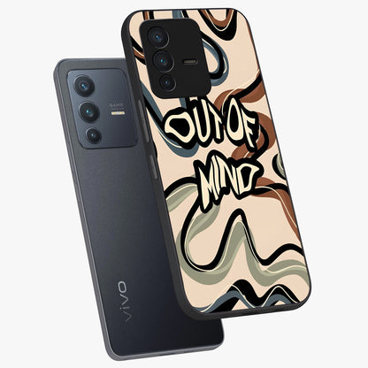 Out Of Mind Glass Case displayed in angled mockup highlighting bold statement design with modern artistic aesthetic.