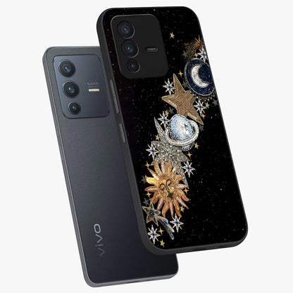 Pearls Universe Object Glass Case displayed in angled mockup highlighting celestial pearl design with dreamy aesthetic.