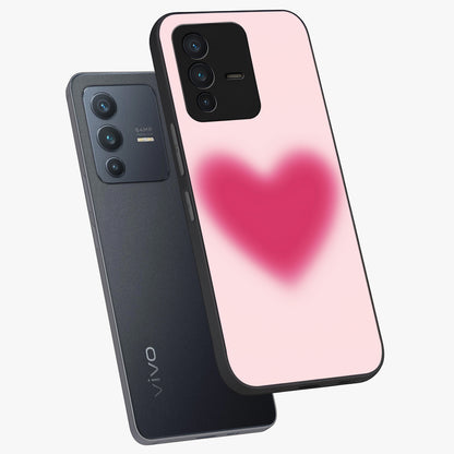 Pink Aura Heart Glass Case displayed in angled mockup highlighting vibrant pink heart design with dreamy aura aesthetic.