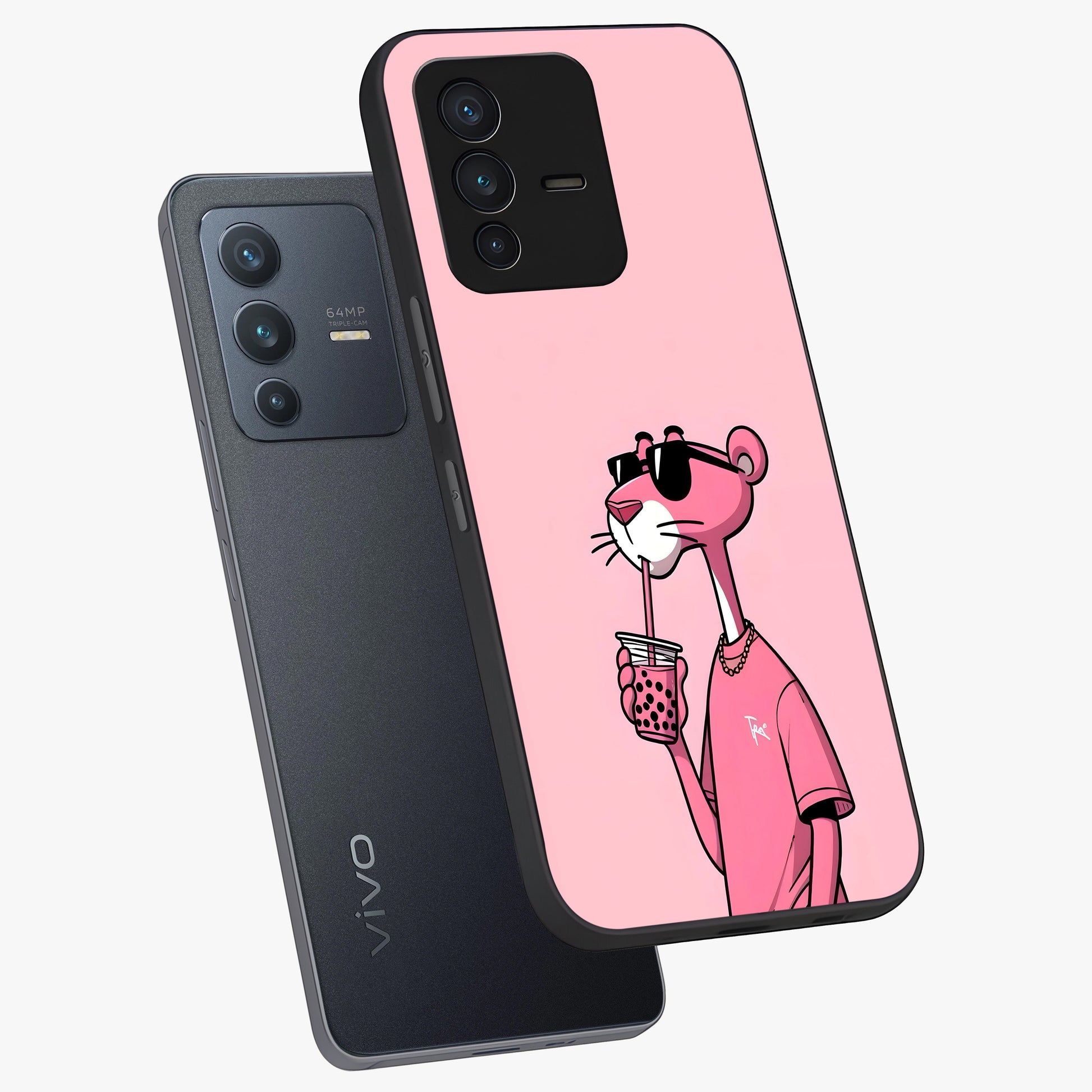 Pink Panther Glass Case displayed in angled mockup highlighting playful cartoon character design with vibrant pink aesthetic.