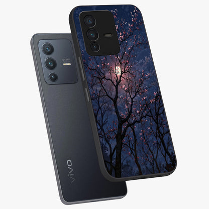 Twilight Sakura Serenade Glass Case displayed in angled mockup highlighting delicate sakura flower design with dreamy aesthetic.