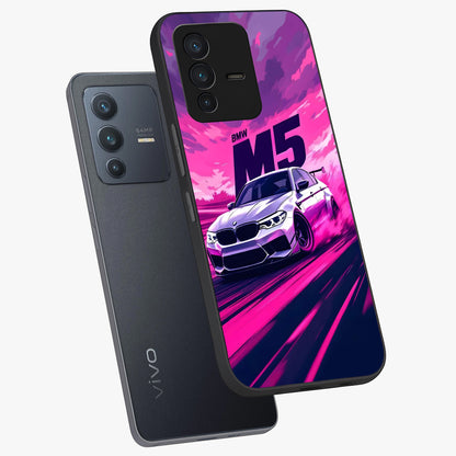 Velocity Drift Pulse Glass Case displayed in angled mockup highlighting dynamic drift design with sporty automotive aesthetic.