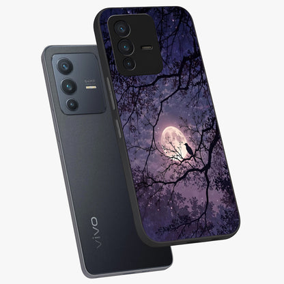 Whispering Moon Silence Glass Case displayed in angled mockup highlighting calm lunar design with dreamy night aesthetic.