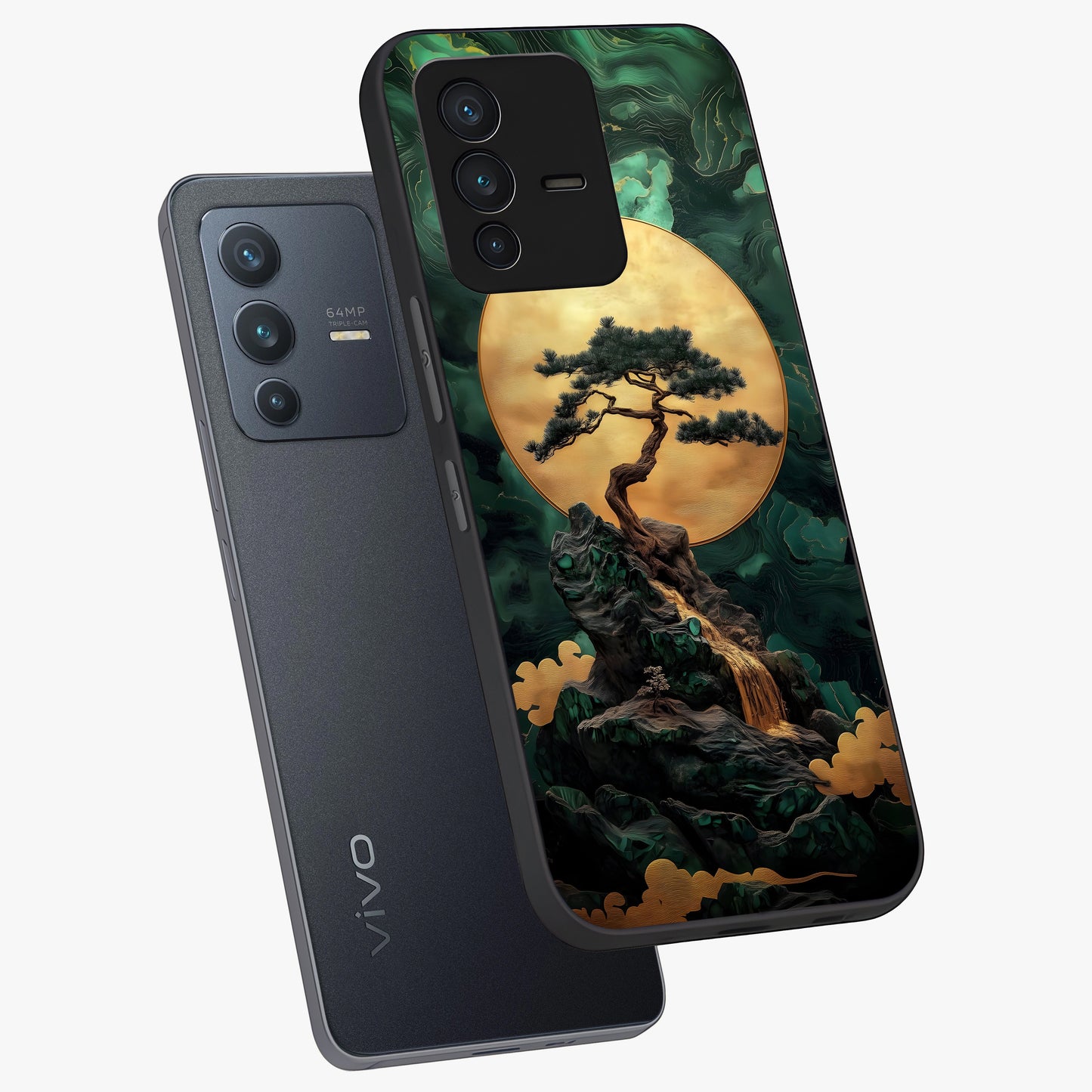 Zen Moon Rise Glass Case displayed in angled mockup highlighting peaceful lunar design with zen aesthetic style.