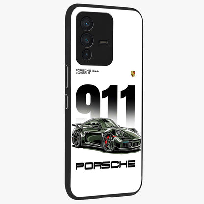 911 Turbo Dominance Glass Case upright perspective showcasing powerful racing design and modern automotive aesthetic.